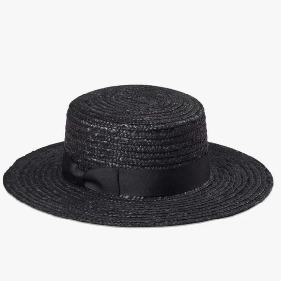 Lack Of Color Accessories - Lack of Color- Black Straw Spencer boat Hat